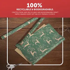 Kraft & Co 2 Pack Christmas Wrapping Paper Roll (Reindeer)