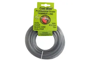 15m of Cost Wise Duel core star shape strimmer line for extra durability and superior cutting power ( 2.7mm)