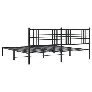 Berkfield Metal Bed Frame without Mattress with Headboard Black 200x200cm