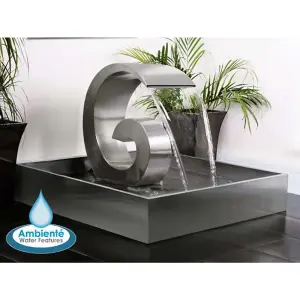 Primrose Ammonite Cascading Stainless Steel Water Feature Outdoor Pond Fountain With Reservoir 66cm