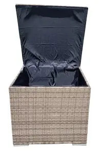 Rattan Garden Storage Box, Waterproof Deck Box with Lid, 333L Storage Basket Box, Gas Pressure Spring - Natural