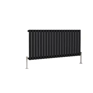 Right Radiators 600x1180mm Horizontal Single Oval Column Designer Radiator Black