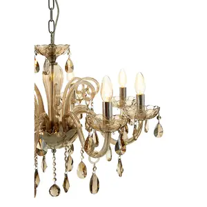 Interiors by Premier Murano 8 Bulb Chrome/Cognac Glass Chandelier