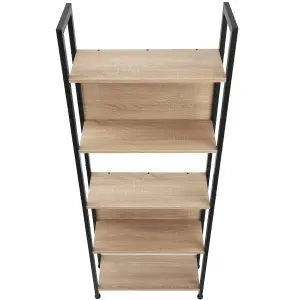 Free-standing presentation shelf Westport 62x24x165.5cm with 5 shelves - industrial wood light, oak Sonoma