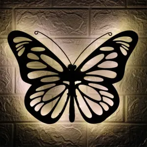 Butterfly Solar Backlit Wall Art - Outdoor Metal Garden Decor with Lighting