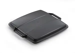 Durable DURABIN Grey Square Recycling Bin + Black Lid - Food Safe - 90L