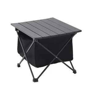 Ultralight Aluminum Portable Folding Camping Table with Storage Basket