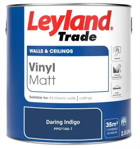 Leyland Trade Vinyl Matt Walls & Ceilings Emulsion Paint Daring Indigo (PPG1166-7) 2.5L