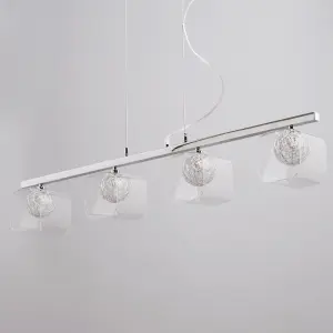 Litecraft Verona Chrome 4 Lamp Glass Ceiling Pendant Light