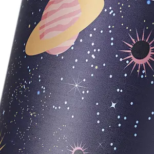 Colourful Universe Themed Lampshade in Navy Blue with Planets, Suns and Stars