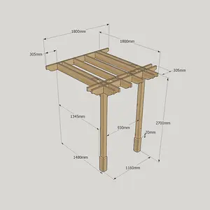 Wall Mounted Double Premium Pergola - Wood - L180 x W180 x H270 cm - Light Green