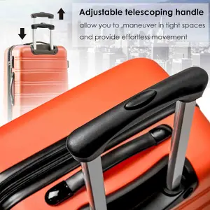 ABS Hard Shell Travel Trolley Suitcase 4 wheel Luggage Set Hand Luggage, (20 Inch, Orange)