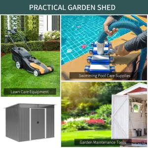 Outsunny Garden Shed Outdoor Storage Tool Organizer w/ Double Sliding Door Grey