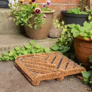 Nicola Spring Natural Coir Scraper Door Mat - 35cm x 30cm - Pack of 2