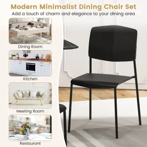 COSTWAY Dining Chair Set of 4 Armless Side Chairs Stackable Kitchen Chairs