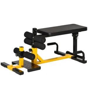 HOMCOM 3-In-1 Squat Machine w/ Adjustable Bench Squat Sit Up Push Up