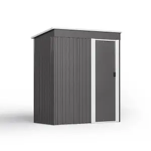 5x3ft Metal Shed Garden Storage Shed Pent Roof with Single Door,Charcoal Black