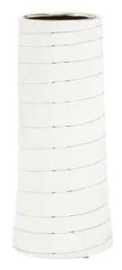 Interiors by Premier Haldis Small White Silver Stripe Ceramic Vase