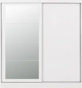 Nevada 2 Door Sliding Wardrobe with Mirror in White Gloss Finish