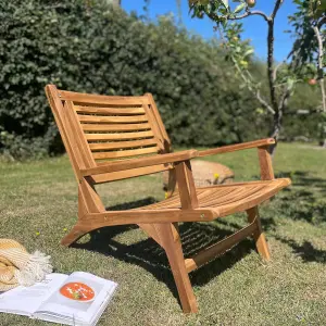 Garden Armchair Teak Wood - Solid wood outdoor chair - Garden sunchair Deckchair