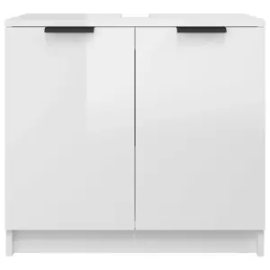 Berkfield Bathroom Cabinet High Gloss White 64.5x33.5x59cm Engineered Wood