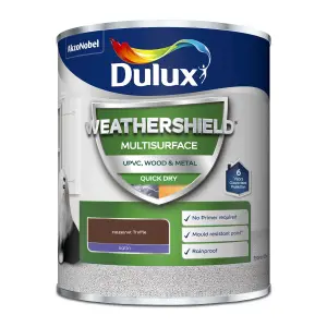 Dulux Weathershield Hazelnut Truffle Satinwood Multi-room Multi-surface paint, 750ml