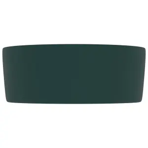 Berkfield Luxury Wash Basin Round Matt Dark Green 40x15 cm Ceramic