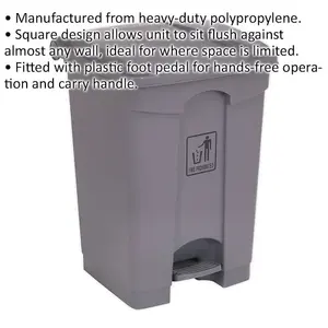 45 Litre Square Plastic Pedal Bin - Convenient Hands-Free Waste Disposal Solution