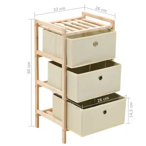 Berkfield Storage Rack with 3 Nonwoven Baskets Cedar Wood Beige