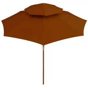 Berkfield Double Decker Parasol with Wooden Pole Terracotta 270 cm