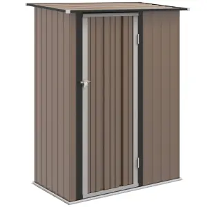 Outsunny Outdoor Storage Shed Steel Garden Shed w/ Lockable Door Brown