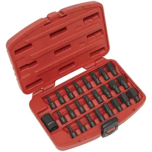 25 Piece Impact Socket Bit Set - 1/2" Square Drive - TRX-Star / Hex / Spline Bit