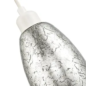 Modern Silver Foil Print Glass Pendant Light Shade with Curving Rectangular Body