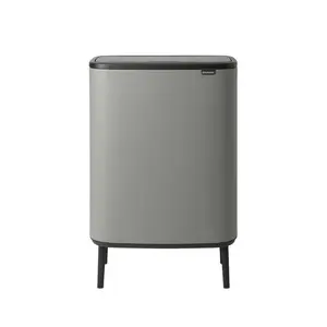 Brabantia Bo Hi 30 Litre + 30 Litre Touch Bin with Two Inner Buckets Mineral Concrete Grey