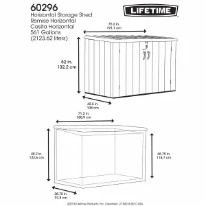 Lifetime 6 Ft. x 3.5 Ft. Horizontal Storage Shed (2124 cubic liters)