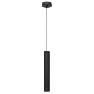 Luminosa Tuba Slim Pendant Ceiling Light Black 10cm