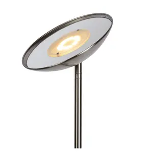 Lucide Zenith Modern Floor Reading Lamp - LED Dim. - 3000K - Satin Chrome