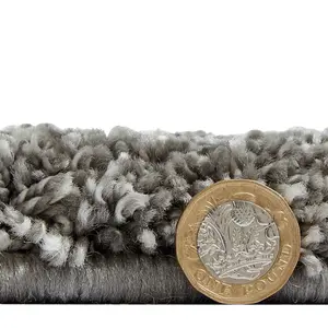 Grey Shaggy Modern Plain Easy to clean Rug for Dining Room-160cm X 230cm