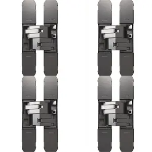 4 PACK - 3D Flush Faced Concealed Cabinet Hinge 180 Degree Opening Wardrobe BLACK NICKEL