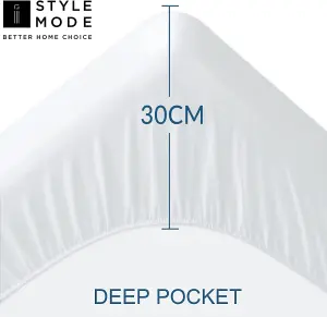 Single Elastic Fitted Terry Mattress Protector, Mattress Cover Stretches up to 30cm Deep, Machine Washable Mattress Topper