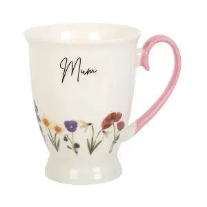 Something Different Mum Wild Flowers Pedestal Mug White/Pale Pink (One Size)