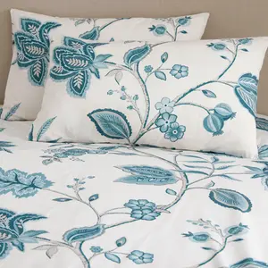 Polyester Floral Duvet Cover Set with Pillowcases Teal / Single Duvet Cover + 1 Standard Pillowcase