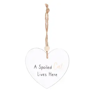 Something Different A Spoiled Cat Lives Here Hanging Sentiment Sign White (One Size)