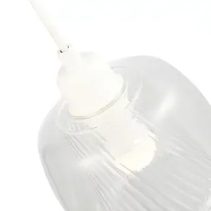 Modern Double Clear Glass Rounded Pendant Light Shade with Inner Ribbed Detail