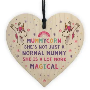 Red Ocean Novelty Unicorn Gifts For Mummy Mum Funny Christmas Gifts From Daughter Son Handmade Wooden Heart Plaque