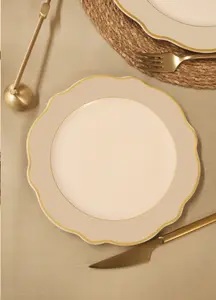 Rozi Jaswely Collection Porcelain Side Plates, Set of 6 - Sand Beige