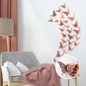 Floral 3D Butterflies Rose Gold Stock Clearance Wall Decor Art