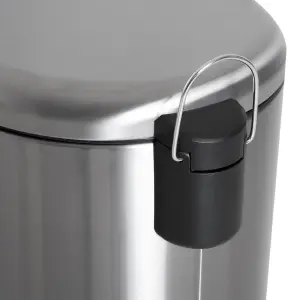 HOMCOM Foot Pedal Bin Stainless Steel Metal Waste Rubbish Lid Kitchen Garbage