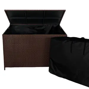 Brown Rattan Garden Storage Box Large 582L Outdoor Chest