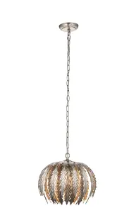 Damita Silver Leaf Decorative Floral 1 Light Ceiling Pendant